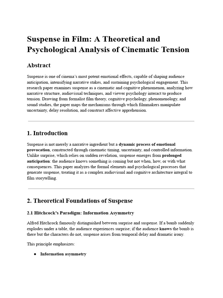 Analyzing Suspense in Film Techniques | PDF | Narrative | Psychology