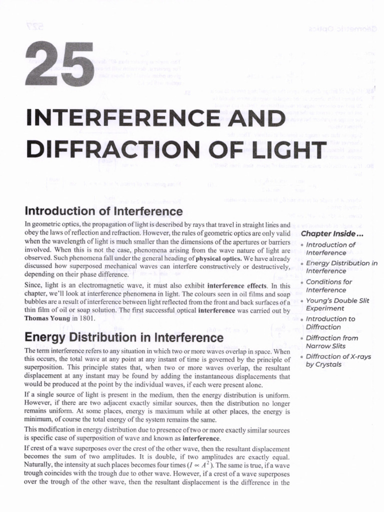 Interference and Diffraction of Light | PDF | Diffraction | Coherence ...