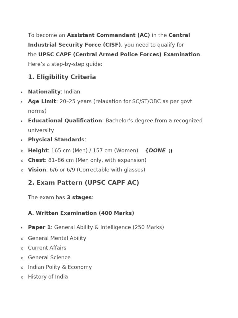 Guide to UPSC CAPF Assistant Commandant | PDF