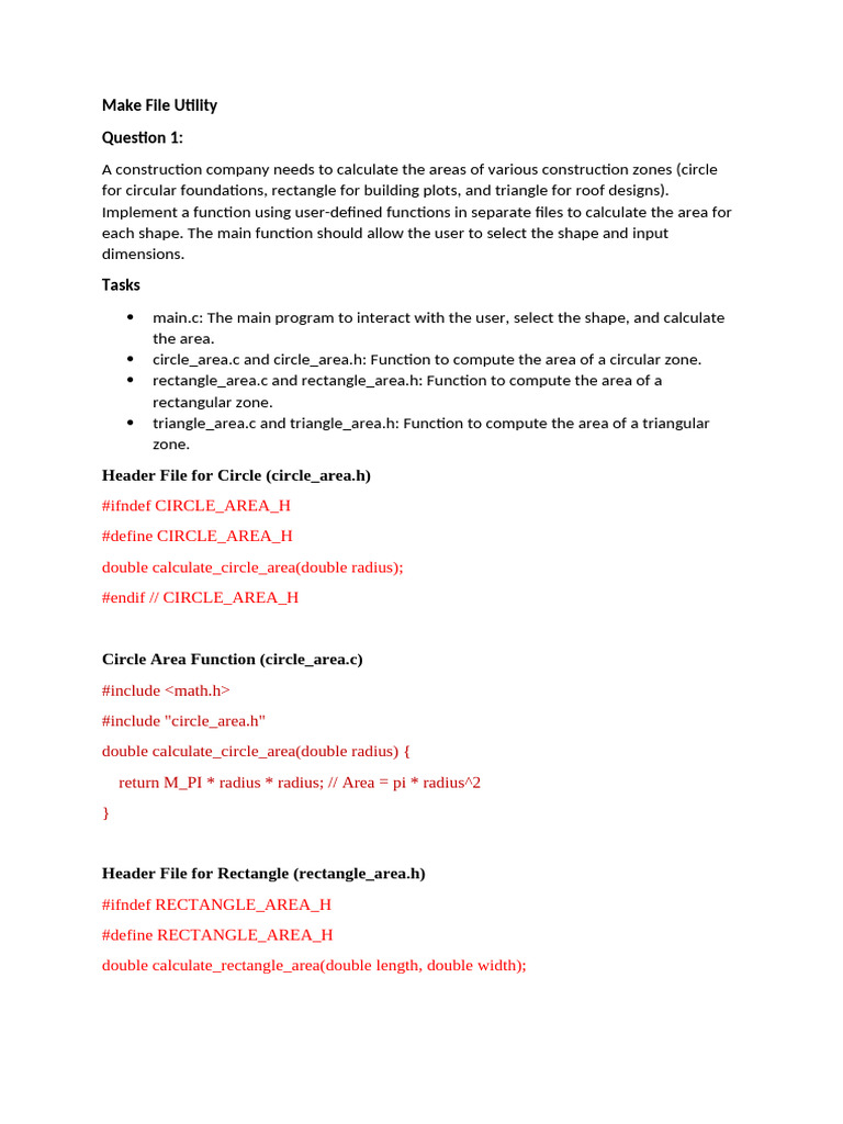 Area Calculation Program for Shapes | PDF | Area | Length
