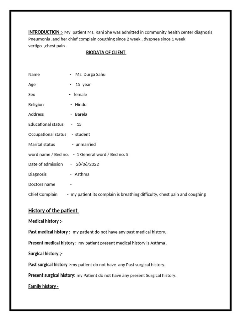 Asthma Patient Case Study and Analysis | PDF | Lung | Asthma