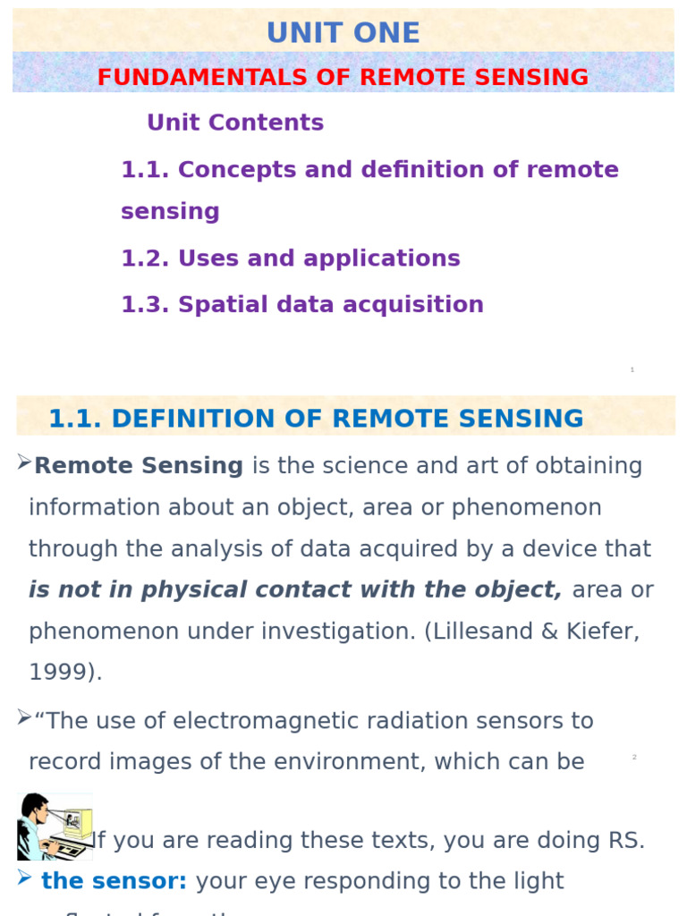 Remote Sensing Unit 1 and 2 | PDF | Electromagnetic Spectrum | Scattering