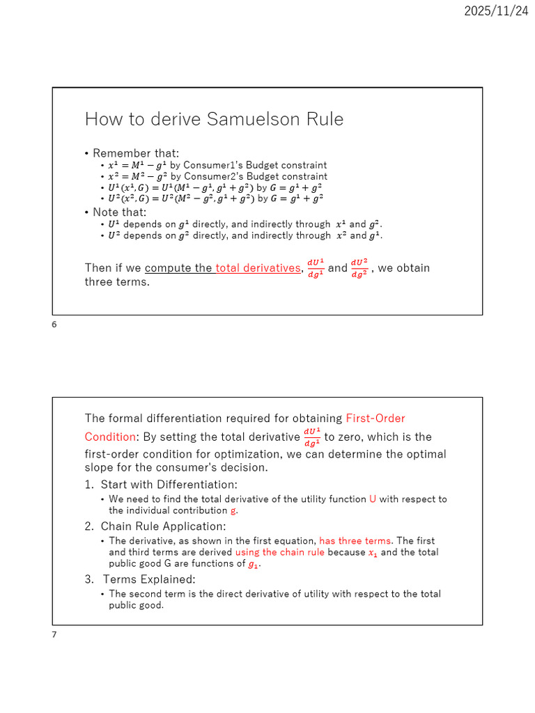 How To Derive Samuelson Rule: Total Derivatives | PDF | Derivative ...