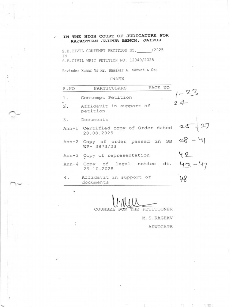 CCP NO. @2025 Ravinder Kumar Vs Mr. Bhaskar A. Sanwat001 | PDF | Legal ...