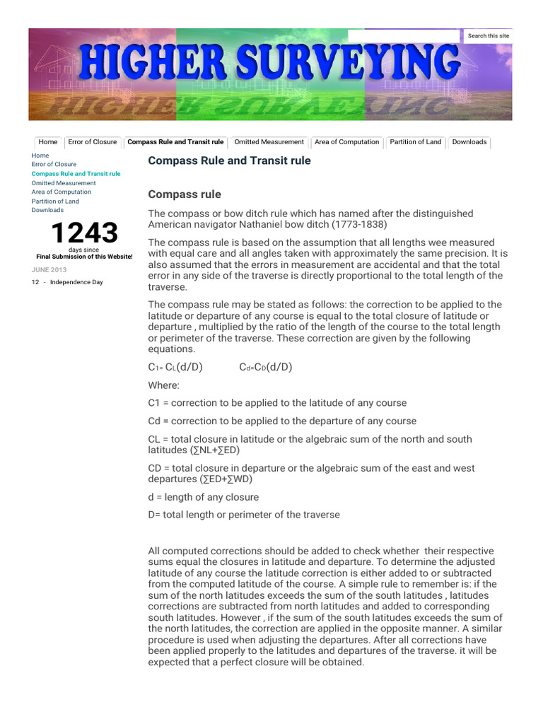 Compass Rule in Land Surveying | PDF | Summation | Compass