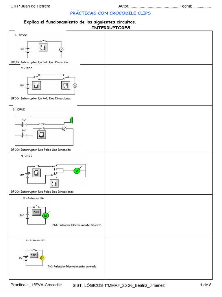 Prácticas de Circuitos Eléctricos con Crocodile Clips | PDF | Red ...
