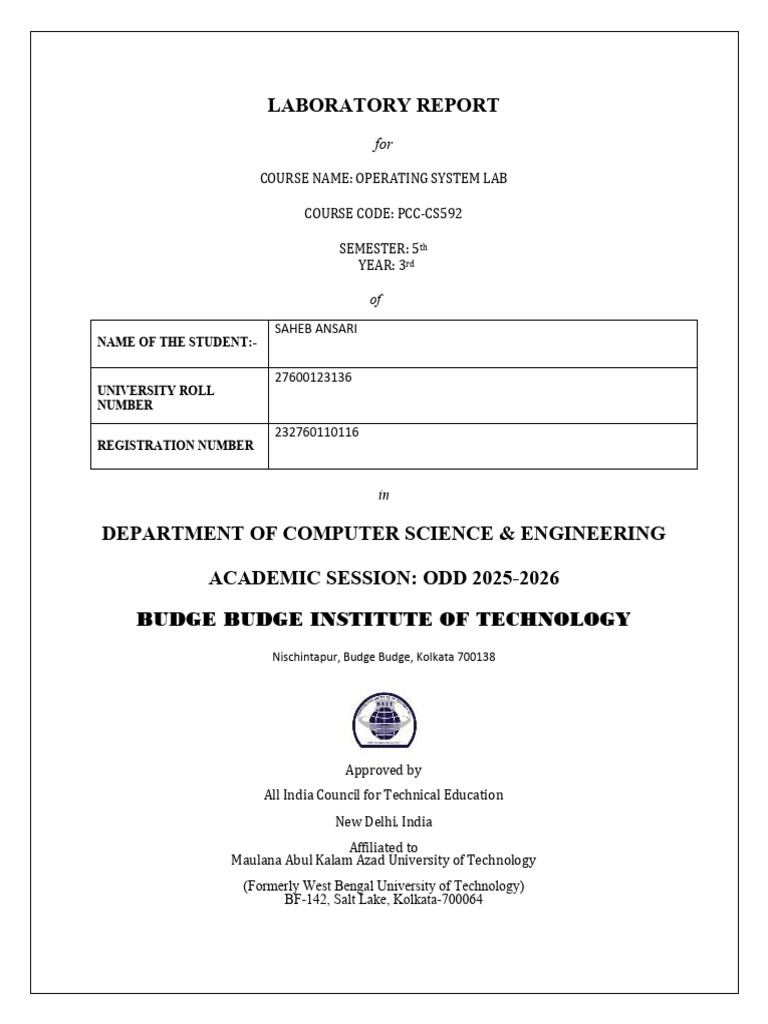 Lab Report Format Os a2[1] Saheb | PDF | Computer Programming ...