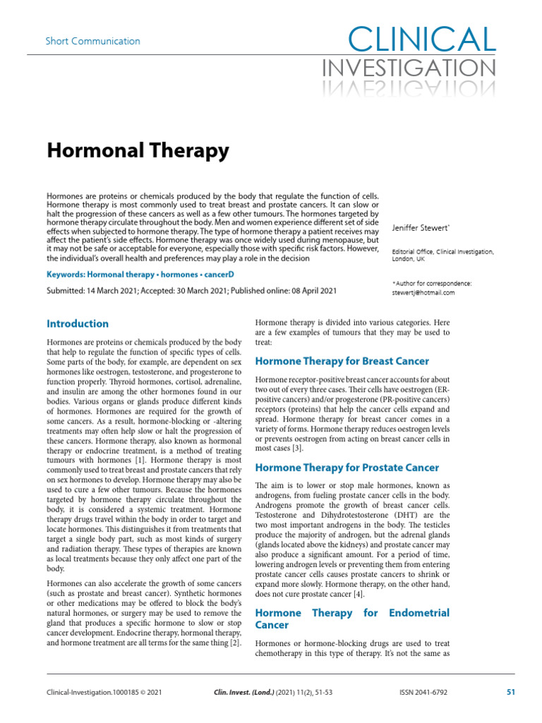 Hormonal Therapy | PDF | Androgen | Hormone Replacement Therapy