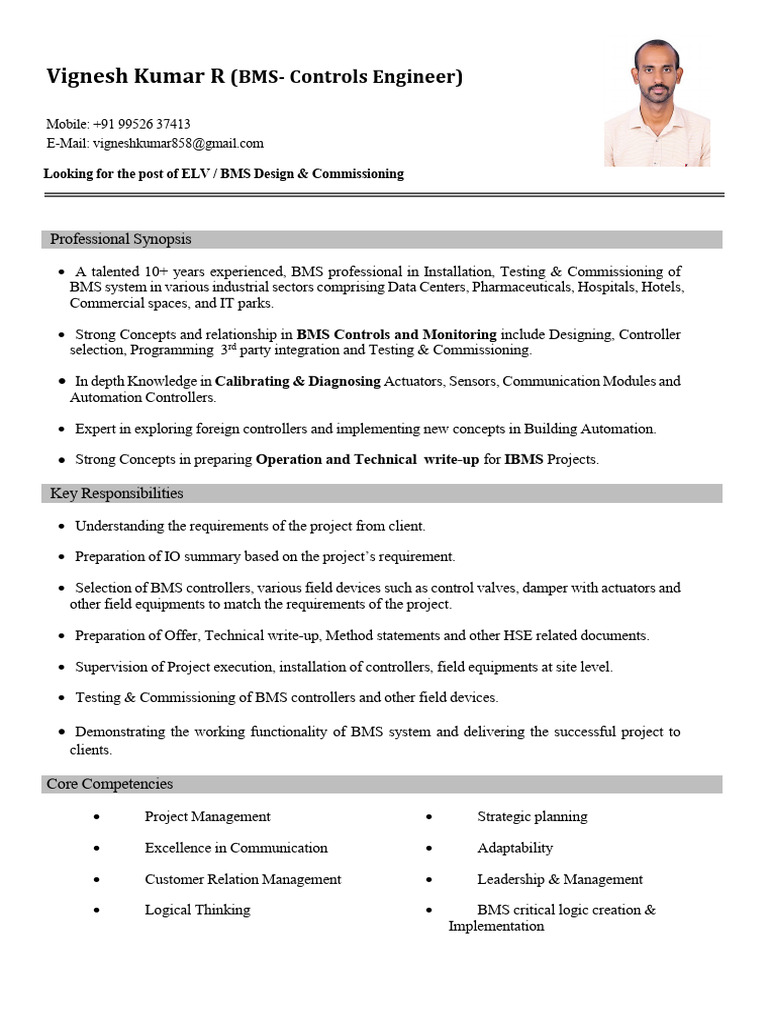 Vignesh Kumar R - BMS Senior Engineer | PDF | Automation | Computing