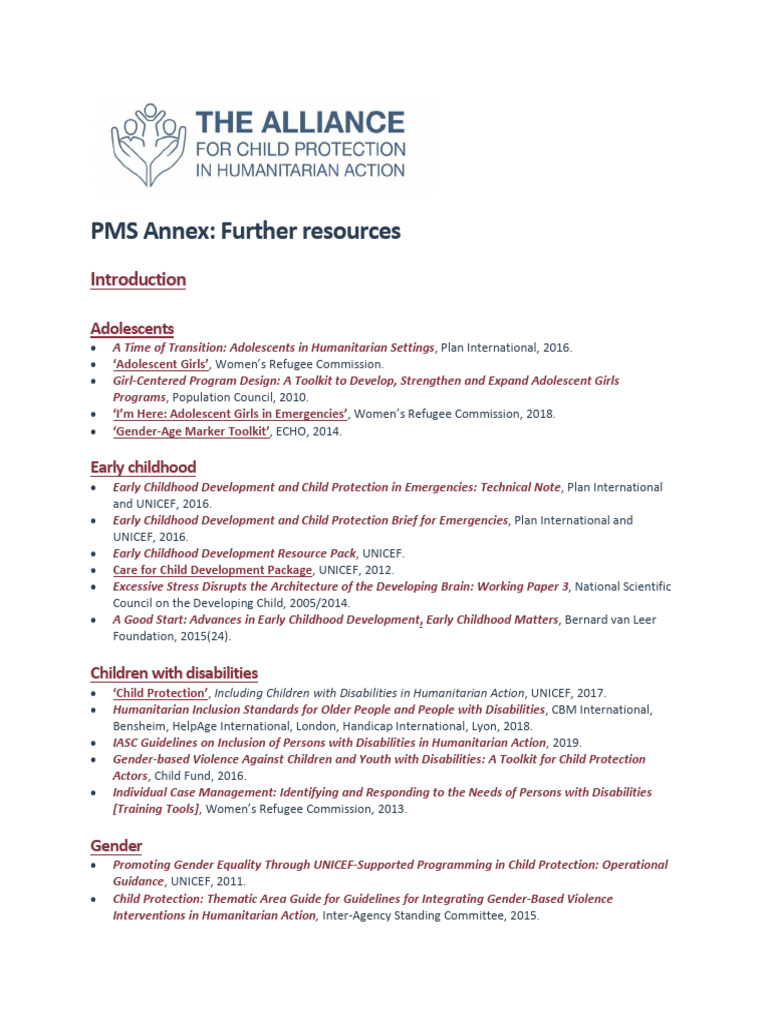 Child Protection Min Standards_2019_Annex3 | PDF | United Nations High ...