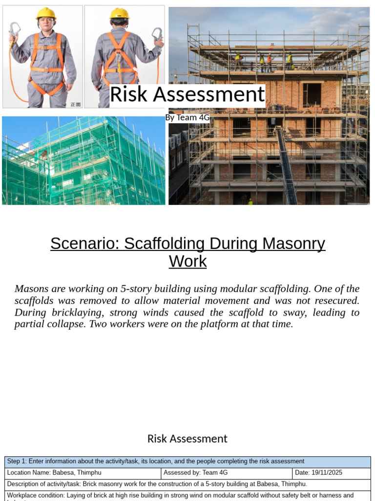 Scaffolding Risk Assessment for Masonry | PDF | Personal Protective ...