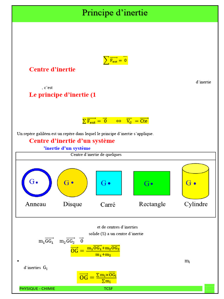 Systèmes isolés et principes d'inertie | PDF | Centre d'inertie | Inertie