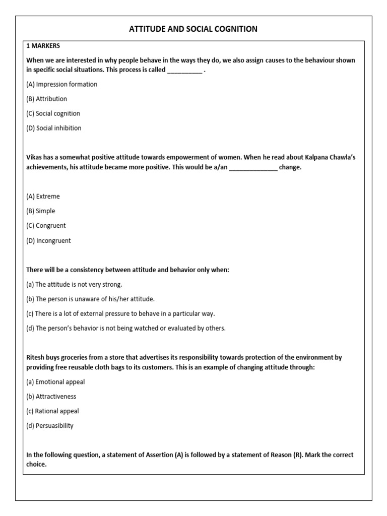 Understanding Attitudes and Social Cognition | PDF | Attitude ...