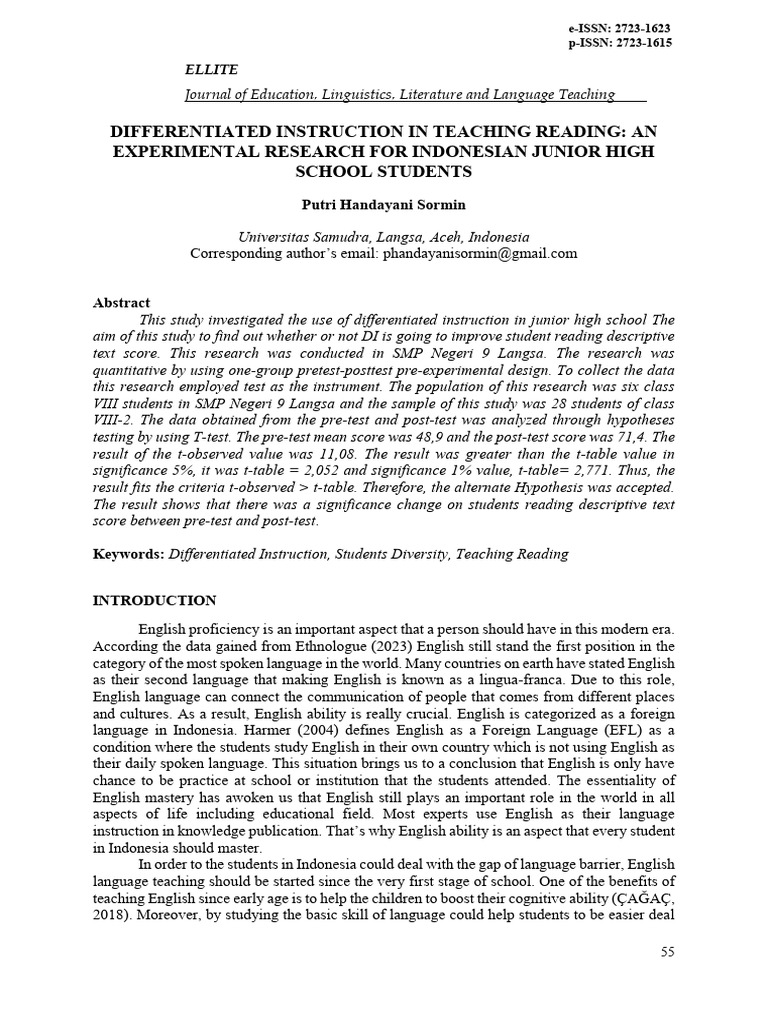 Differentiated Instruction in Reading for Students | PDF ...