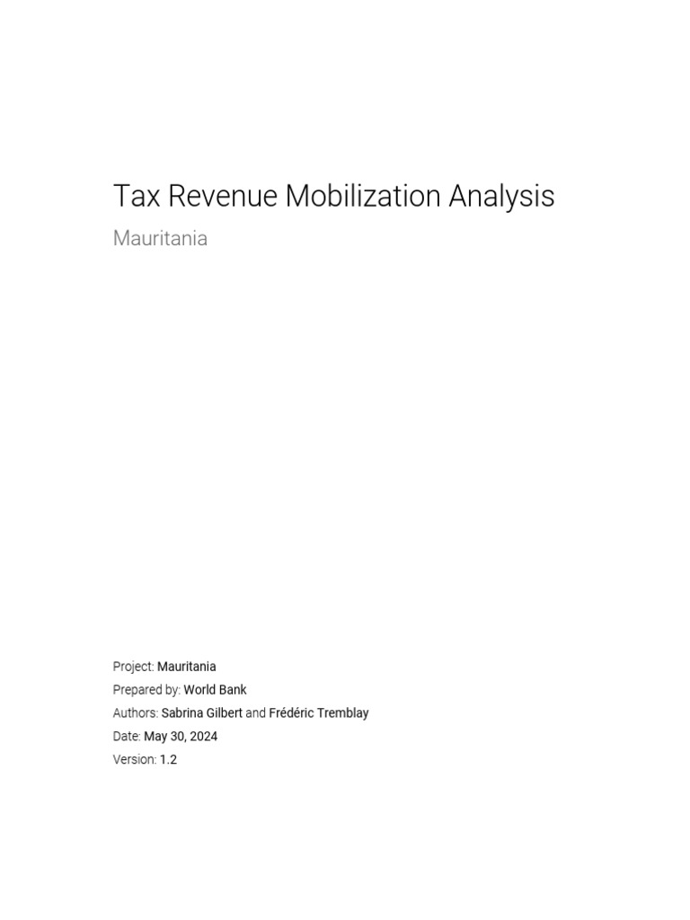 Tax Revenue Mobilization Analysis: Mauritania | PDF | Taxes | Value ...
