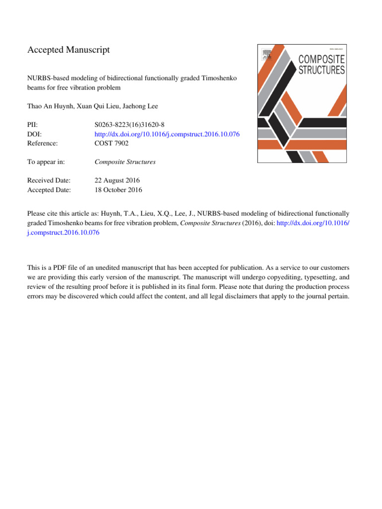 NURBS Modeling of BDFG Timoshenko Beams | PDF | Bending | Finite ...