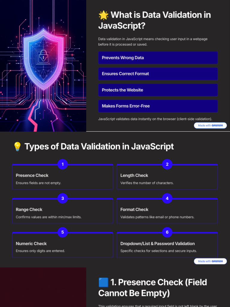 JavaScript Data Validation Techniques | PDF | Java Script | Client ...
