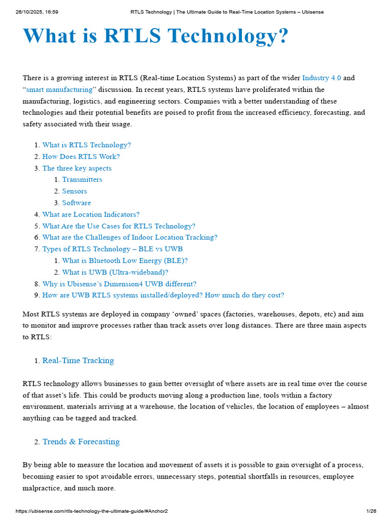 Understanding RTLS Technology Basics | PDF | Radio Frequency ...
