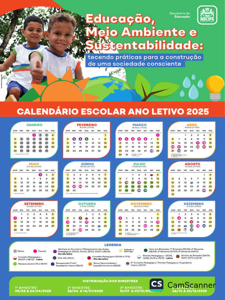 Calendário A4 Ano Letivo 2025 | PDF