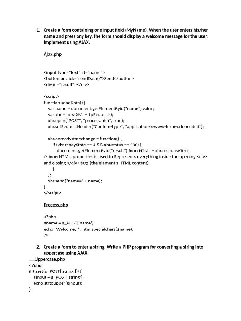 AJAX Form Handling and Validation Examples | PDF | Ajax (Programming ...