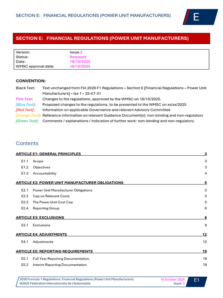 2026 F1 Power Unit Financial Regulations | PDF | Depreciation | Cost