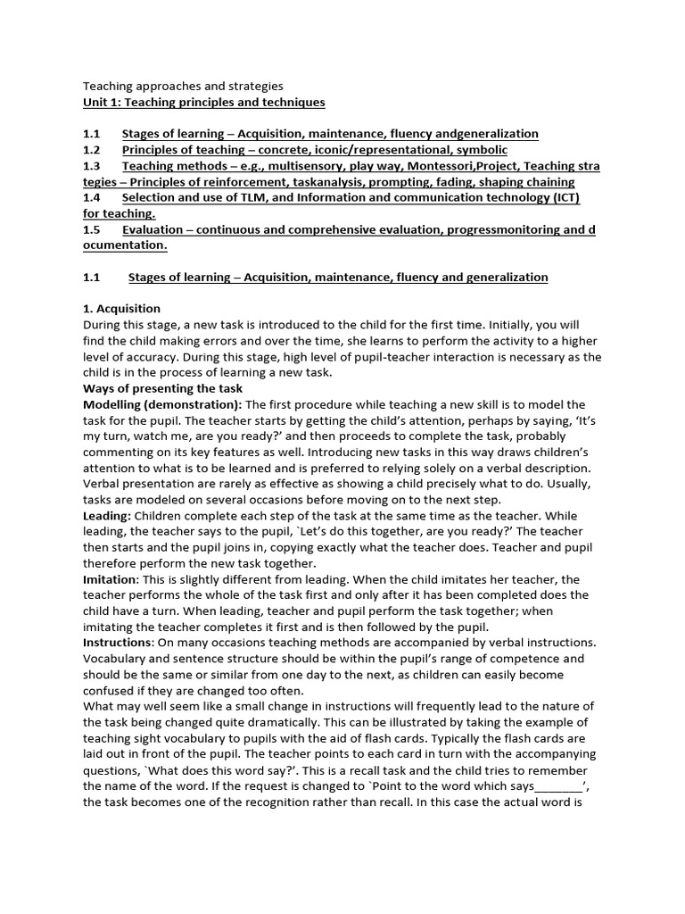 Teaching Strategies for Effective Learning | PDF | Montessori Education ...