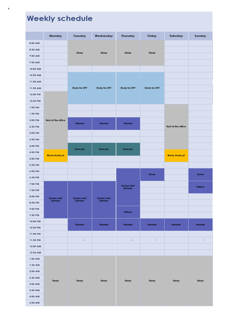 Weekly Schedule | PDF