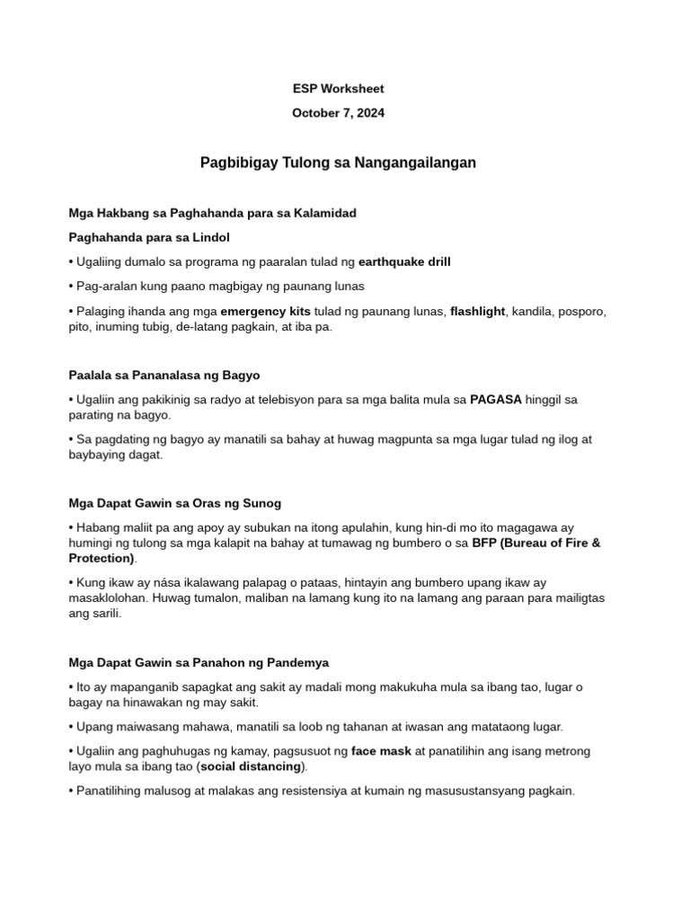 ESP5 WEEK2 Worksheet | PDF