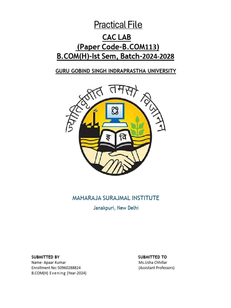 B.COM Practical File for CAC LAB | PDF