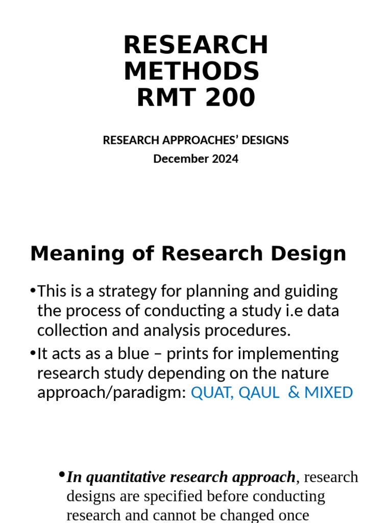 Research Design Approaches Explained | PDF | Survey Methodology ...