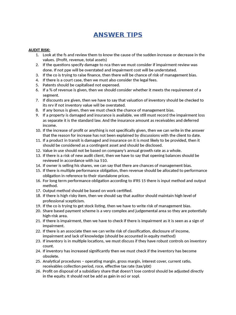 Question Tips | PDF | Audit | Auditor's Report