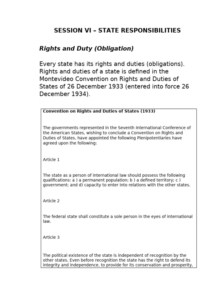 State Rights and Duties Overview | PDF | International Law | Treaty