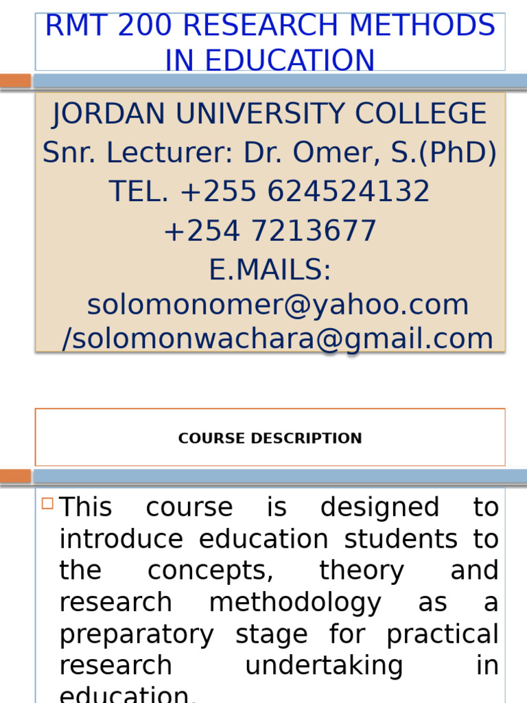Research Methods in Education Course Guide | PDF | Quantitative ...