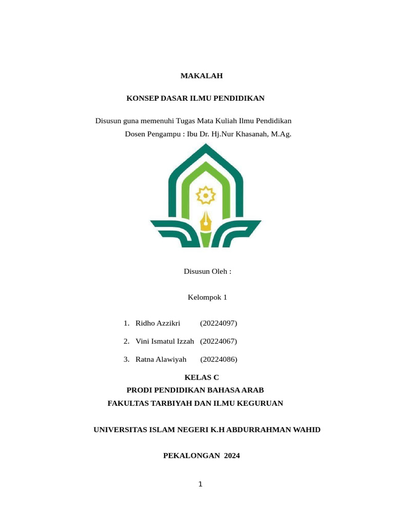 Konsep Dasar Ilmu Pendidikan 2024 | PDF