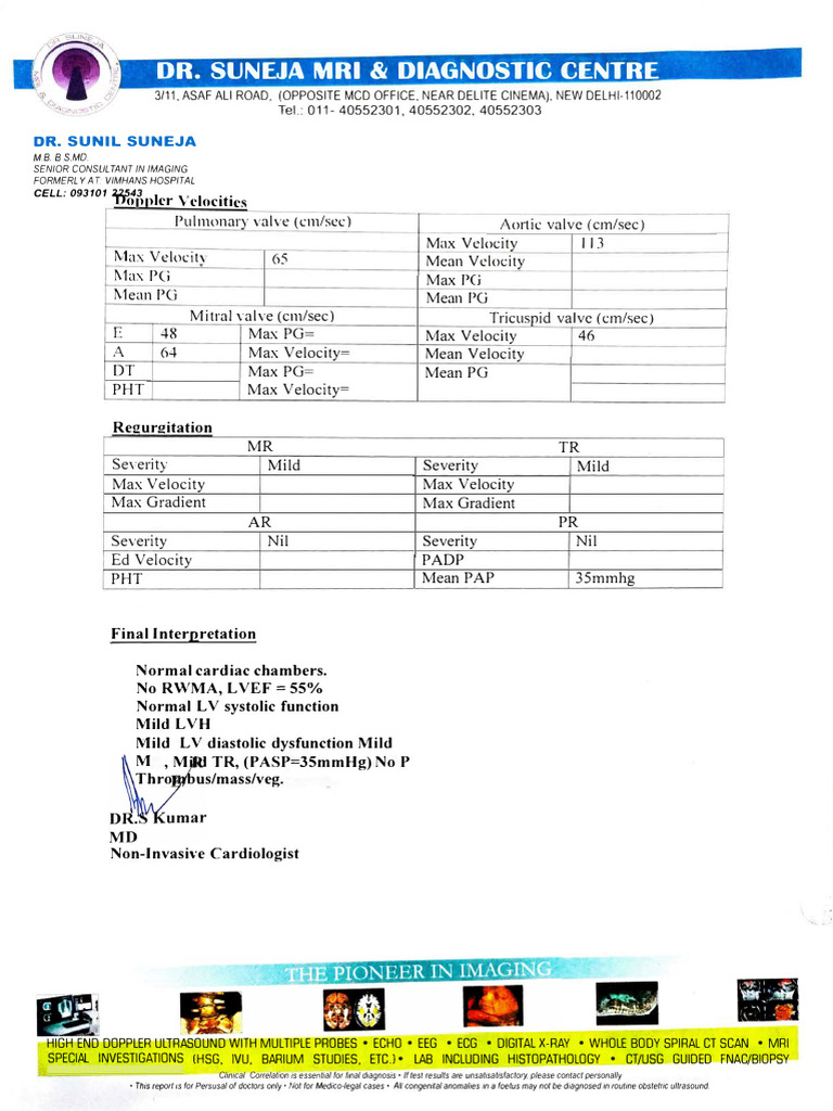 2d Echo Report | PDF | Medical Ultrasound | Heart Valve