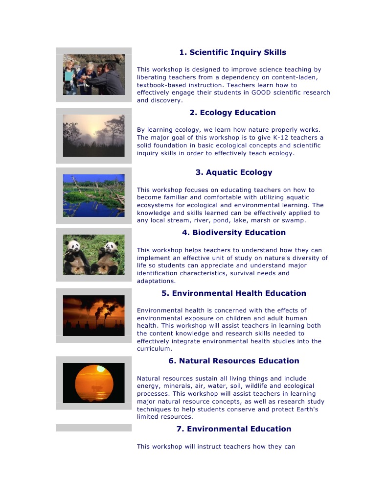 Workshops for K-12 Environmental Education | PDF | Science & Mathematics