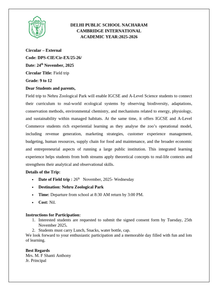 Field Trip G9 To 12 Consent Form | PDF
