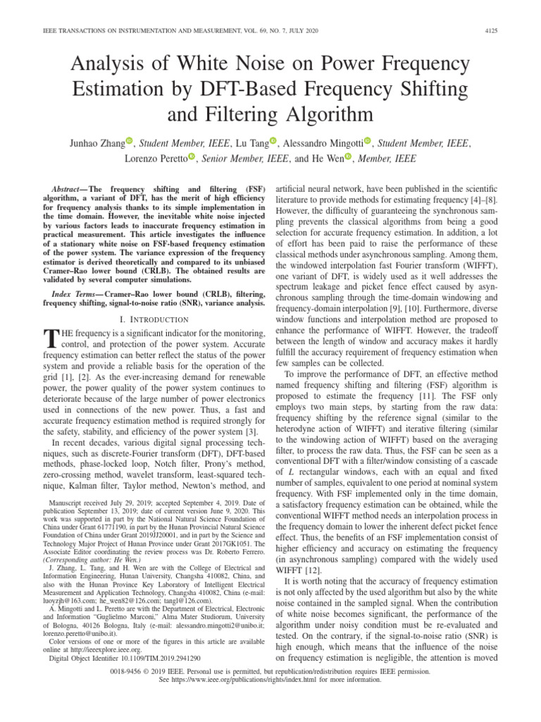 White Noise Impact on Frequency Estimation | PDF | Discrete Fourier ...