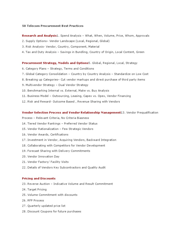 Telecom Procurement Best Practices Guide | PDF | Procurement | Airlines