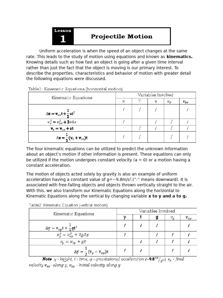 q4 Science 9 Projectile Motion Module | PDF | Mechanics | Mechanical ...