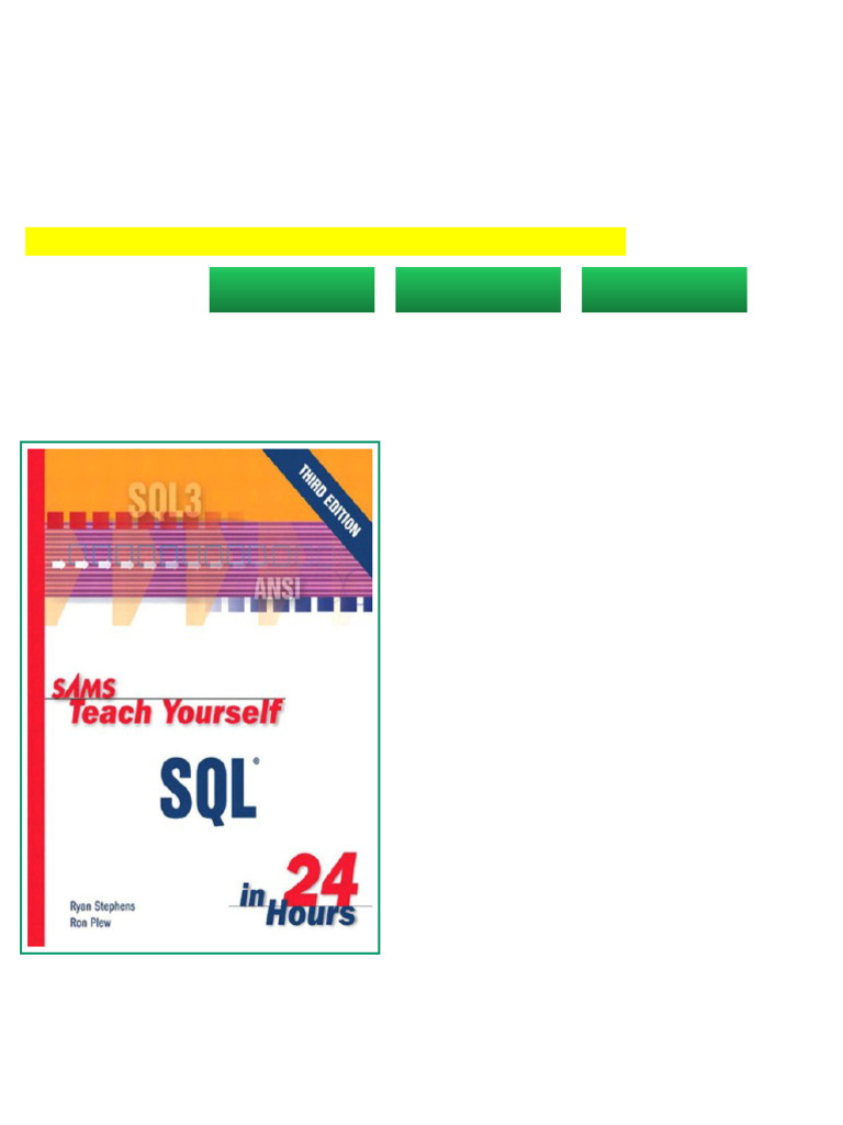 Sams Teach Yourself SQL in 24 Hours 3rd Edition Ryan