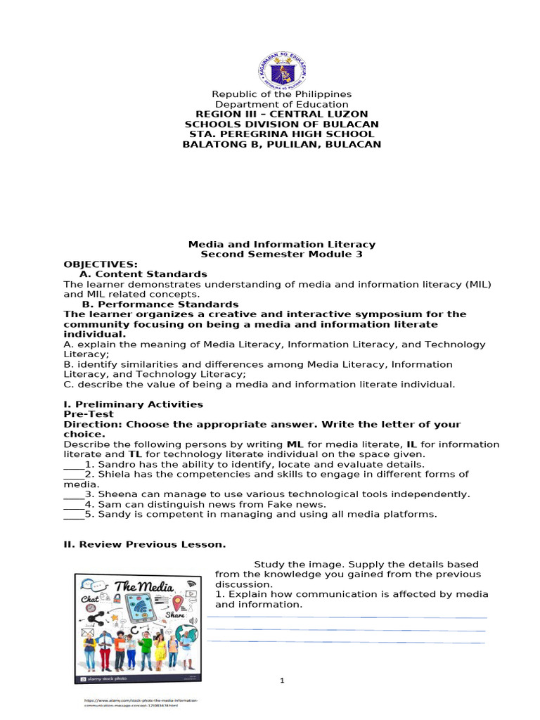 Media and Information Literacy Module | PDF | Information Literacy ...