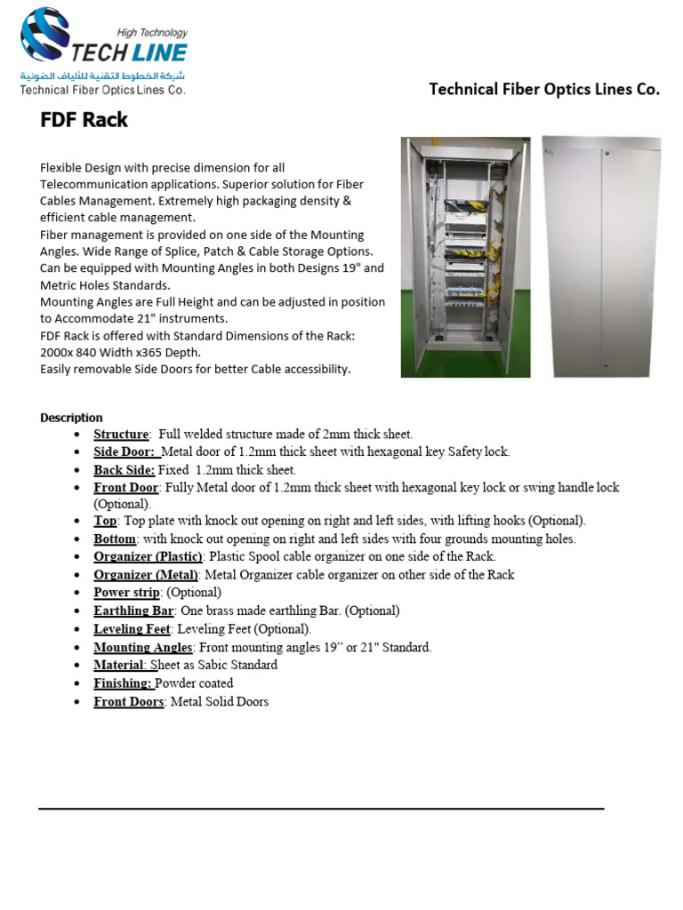 Fiber Optics FDF Rack Specifications | PDF