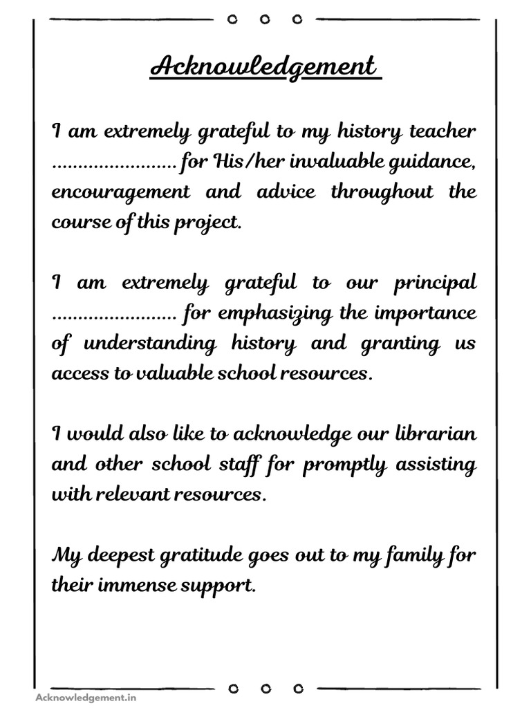 Acknowledgment of Support in History Project | PDF