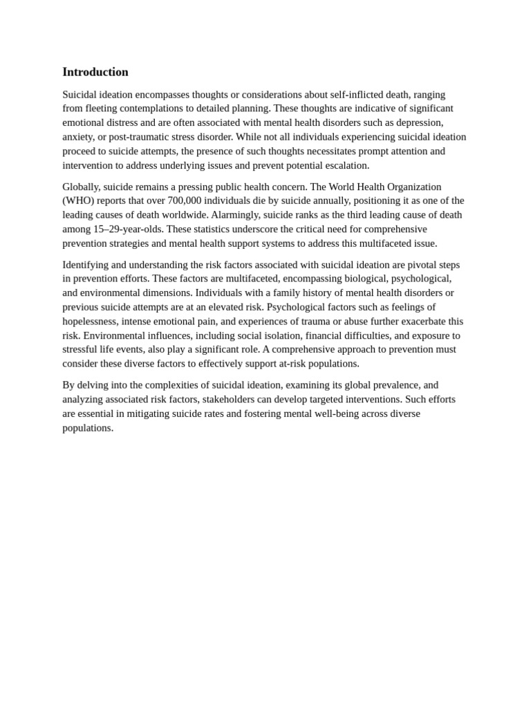 Understanding Suicidal Ideation Risks | PDF