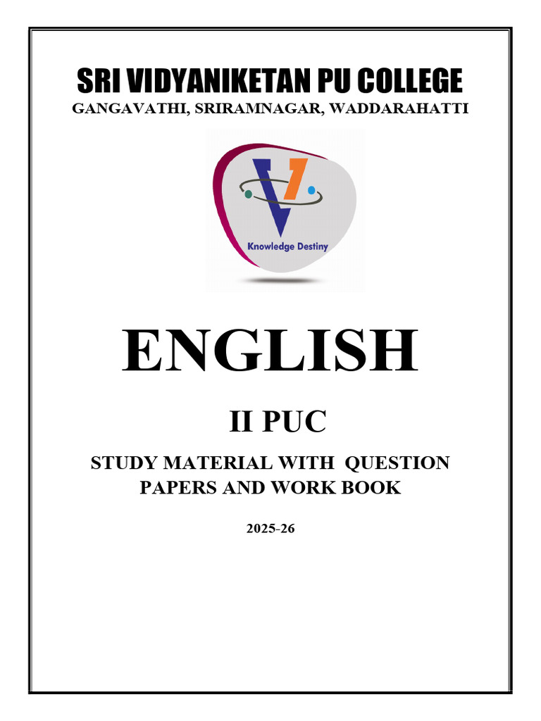 II Puc English Study Material - 2025-26 | PDF | Love