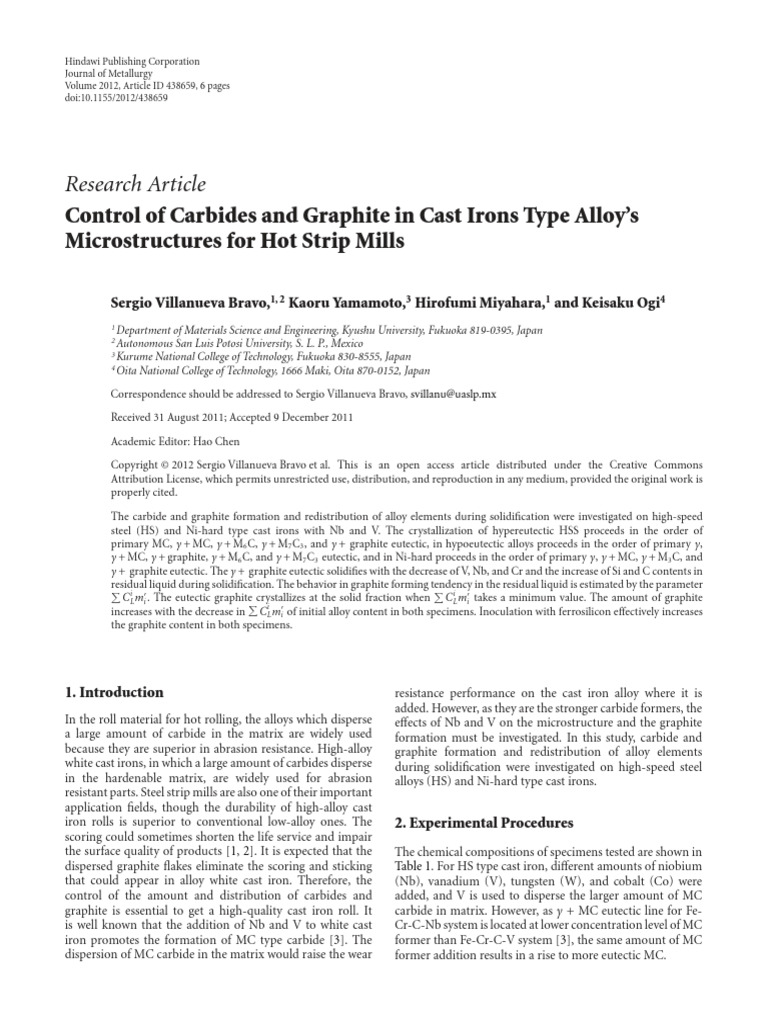 Carbide and Graphite Control in Cast Irons | PDF | Cast Iron | Iron