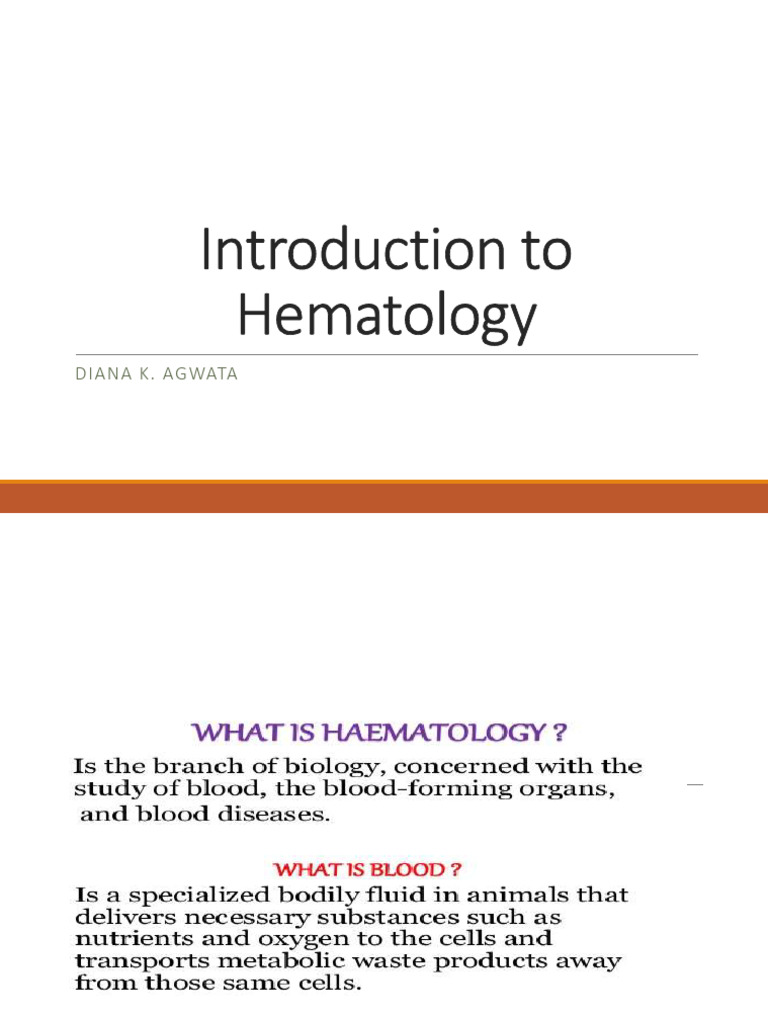 Overview of Hematology Functions and Properties | PDF | White Blood ...