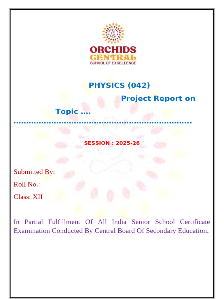 Physics Project Report for Class XII | PDF