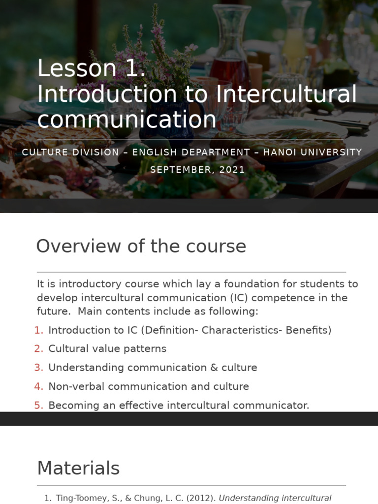 Lesson 1. Introduction To Intercultural Communication | PDF ...